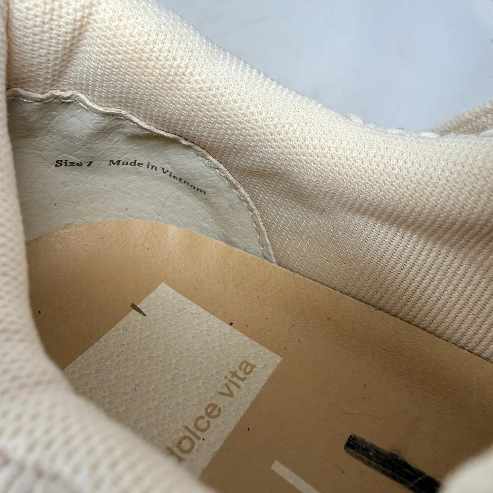 Dolce Vita Dolen Crochet Platform Sneakers‎ Cream Whipstitch Size 7 Boho Chunky